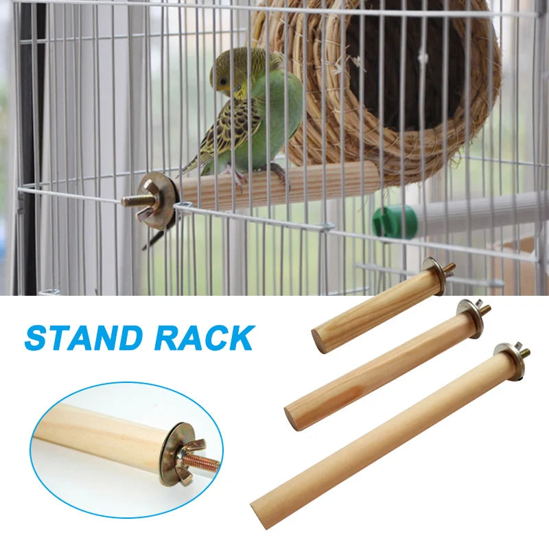 Birds Wooden Hanging Stand Rack Parrots Pet Standing Toy Pet Supplies SCVD889
