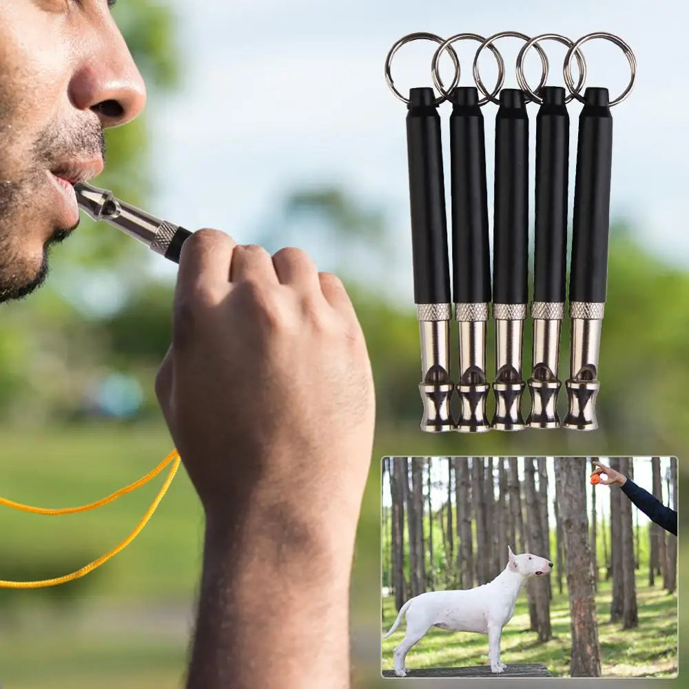 1Pc Silver/Black Two-Tone Ultrasonic Flute Dog Whistles for Training Sound Whistle Supersonic Obedience Pet Puppy Dog Whistles