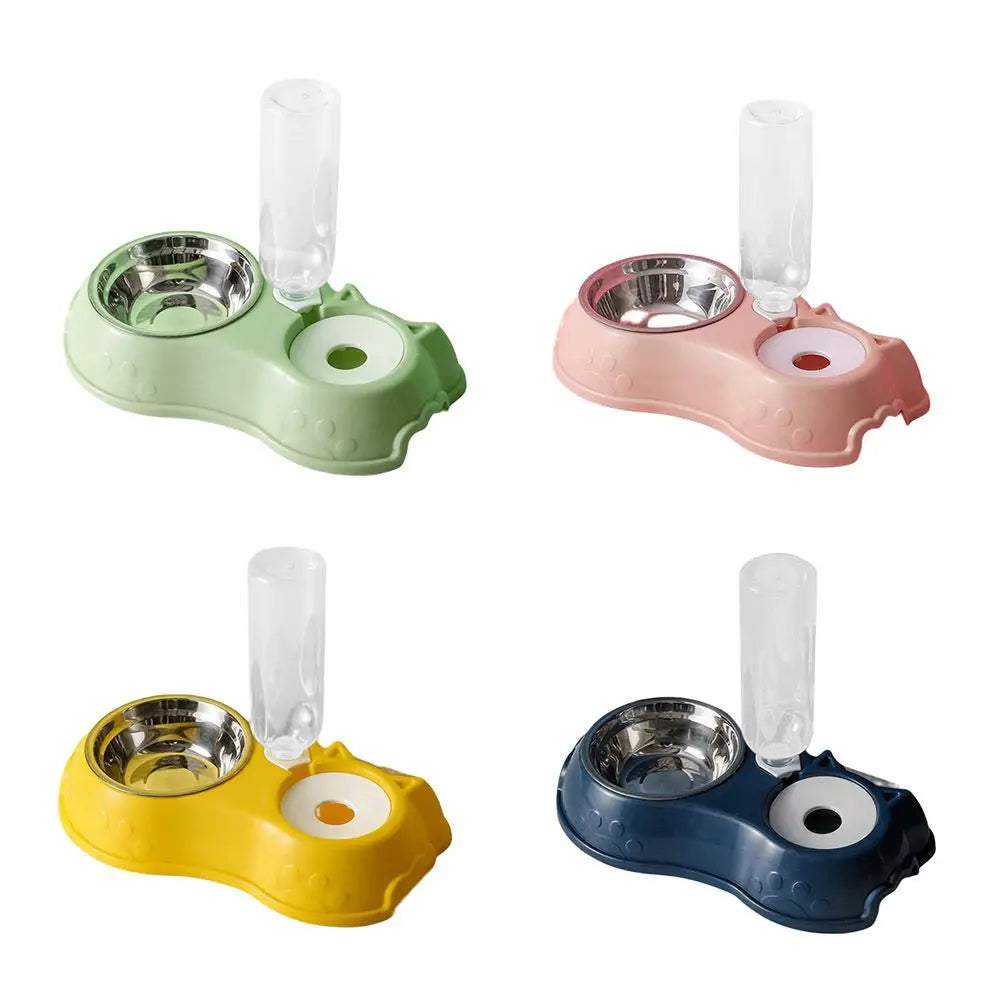 3 in 1 Stainless Steel Pet Dog Feeder Bowl with Dog Water Bottle Cat Automatic Drinking Cat Food Bowl Pet Feeder
