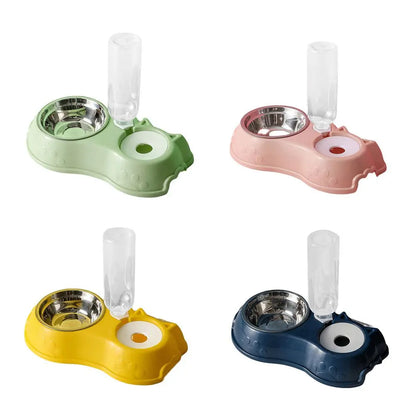 3 in 1 Stainless Steel Pet Dog Feeder Bowl with Dog Water Bottle Cat Automatic Drinking Cat Food Bowl Pet Feeder