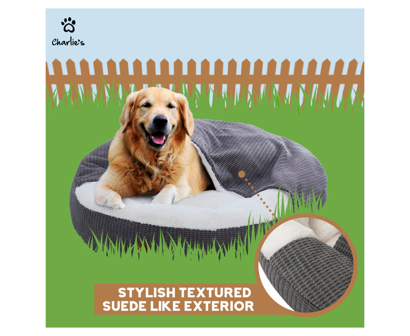 Charlie'S Large Hooded Pet Nest - Charcoal
